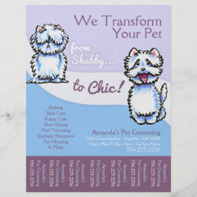 Dog Groomer Shabby Chic Westie Tear Sheet Flyer Design