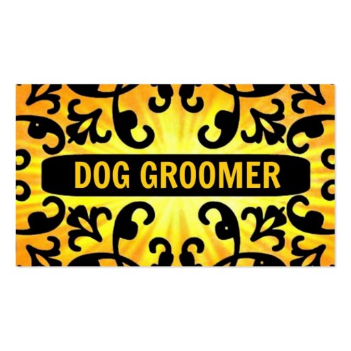 Dog Groomer Sunshine Damask Business Card
