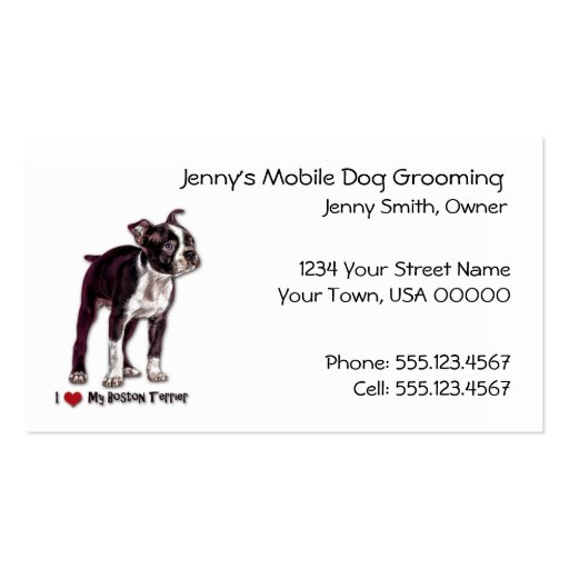 Dog Grooming Business Card (front side)