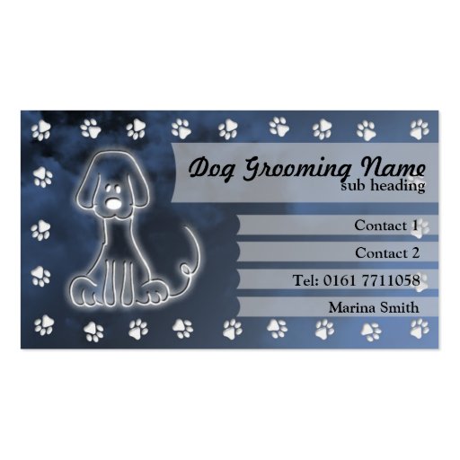 Dog Grooming Business Card [blue] (front side)