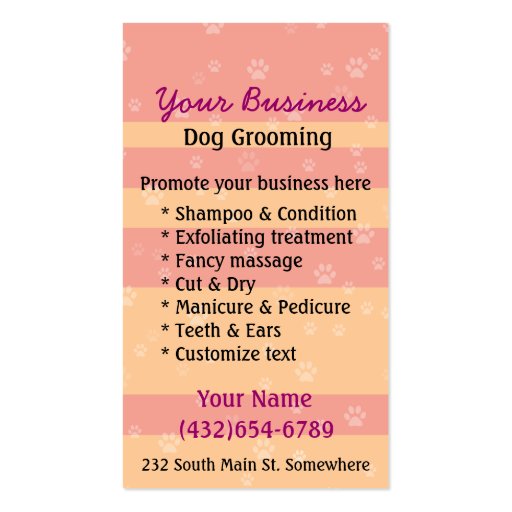 Dog Grooming Business Salon Groomer Marketing_pnk Business Card Templates (back side)