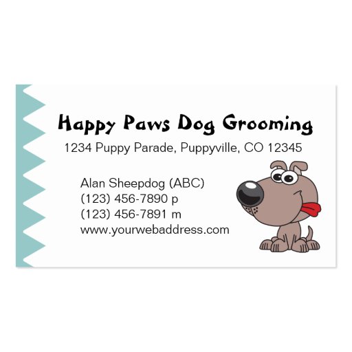 Dog Grooming, Clipping or Walking Business Card Templates (back side)