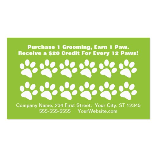 Dog Grooming Customer Reward Card - Loyalty Card Business Card Template (front side)