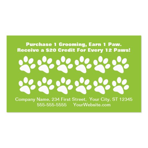 Dog Grooming Customer Reward Card - Loyalty Card Business Card Template