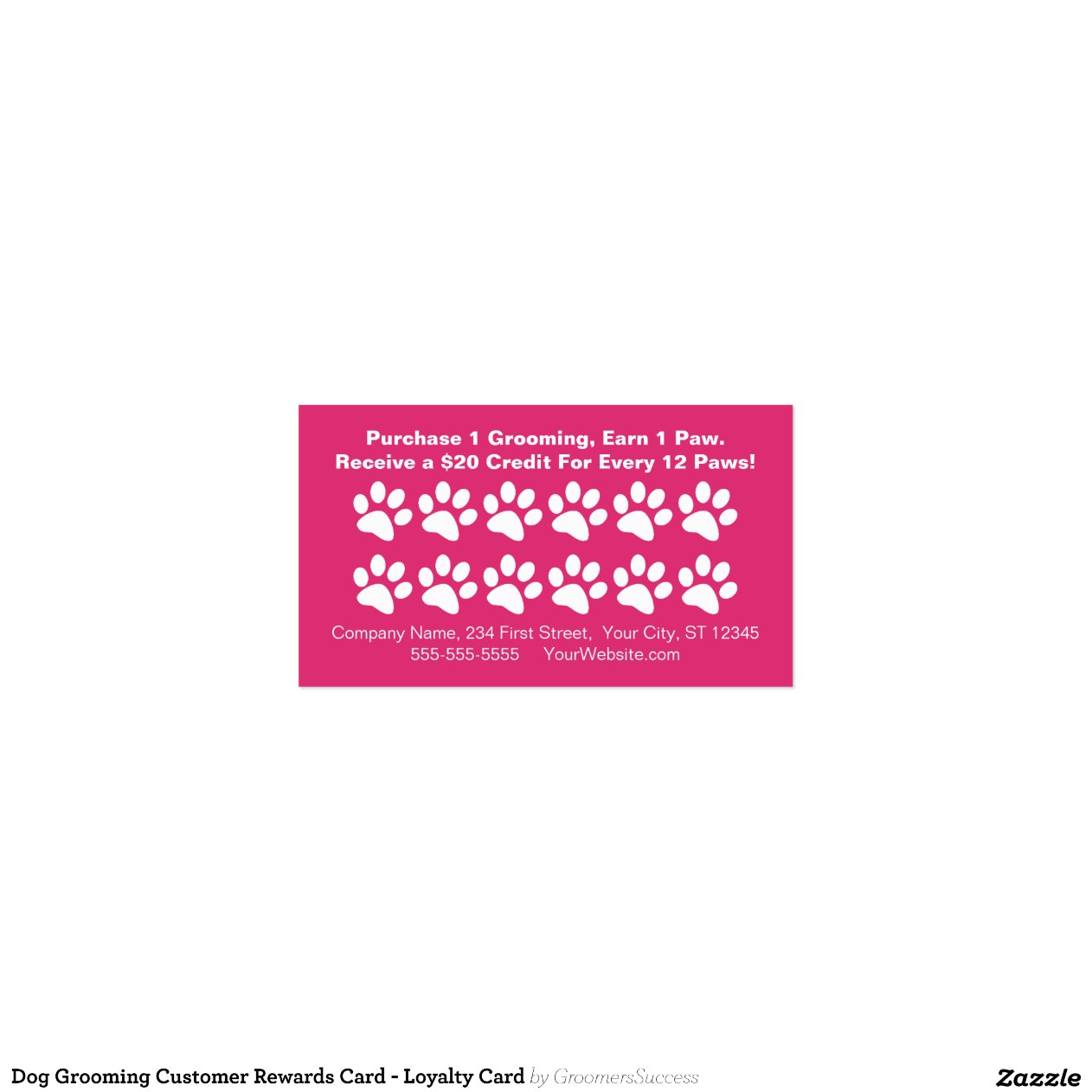 Dog Grooming Customer Rewards Card Loyalty Card DoubleSided Standard