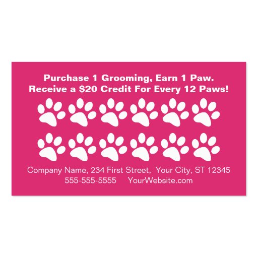 Dog Grooming Customer Rewards Card - Loyalty Card Business Card Template (front side)