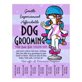 Dog Grooming. Customizable Promotional Tear sheet Flyer