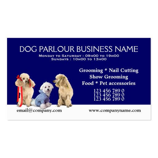 Dog grooming pet care PERSONALIZE Business Card Template (front side)