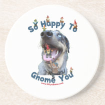 Dog Happy Gnome You Coaster