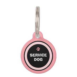 Dog ID Tag - Pink & Black - Service Dog