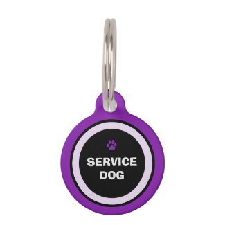 Dog ID Tag - Purple & Black- Service Dog