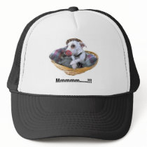 Dog in Basket, Mmmmm.....!!! Cap hats