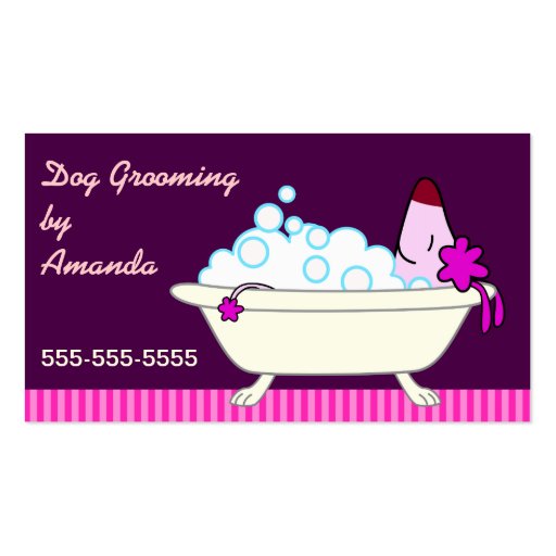 Dog in Bathtub - Pet Groomer Business Cards (front side)