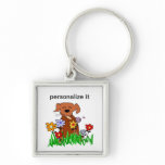 Dog In Garden Dog Lover Keychains
