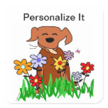 Dog In Garden Dog Lover Square Stickers