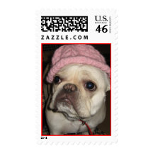 Dog in hat postage stamps