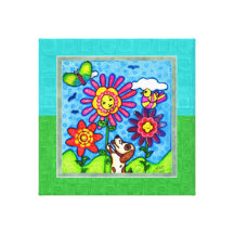 Dog In The Garden Gallery Wrapped Canvas Print