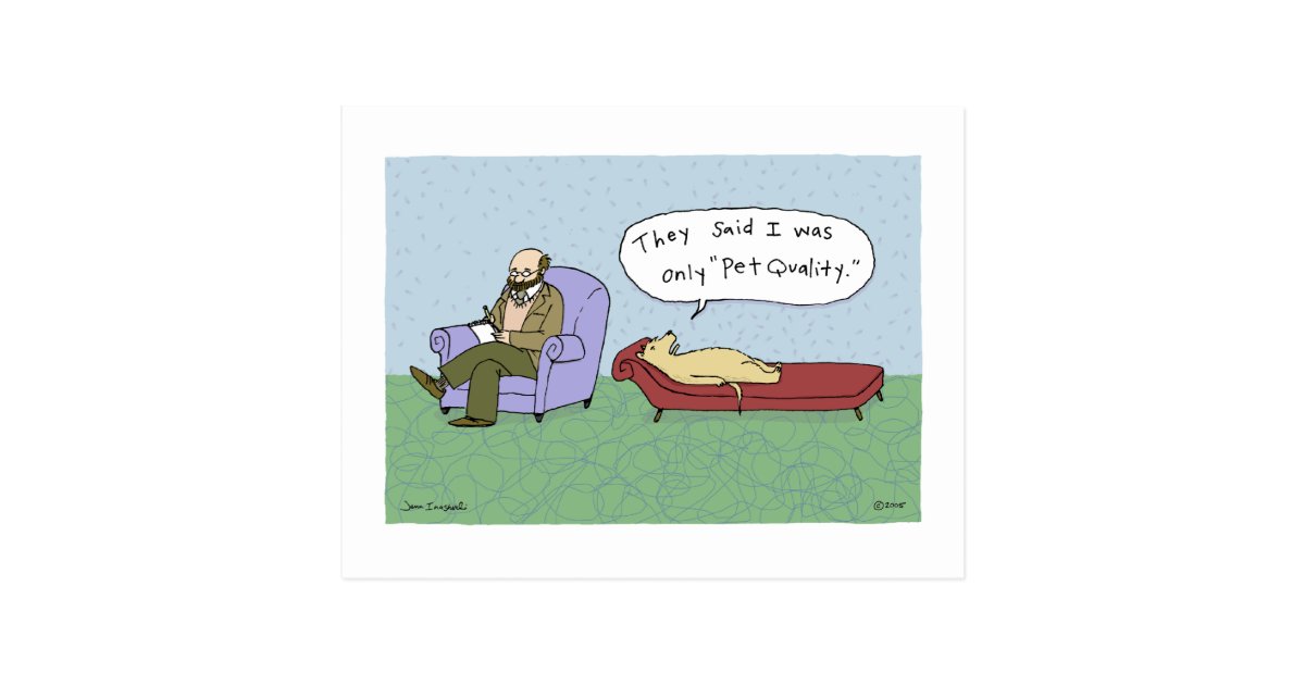 Dog in Therapy Cartoon Postcard Zazzle