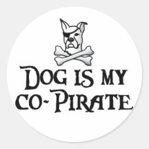 Dog is my Co-Pirate Round Sticker