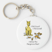 Dog killed the stuffed bear. keychain
