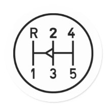 Dog Leg gear knob, racing shift pattern Round Sticker