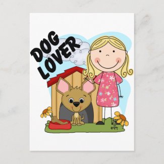 Dog Lover Blond Girl T-shirts and Gifts postcard