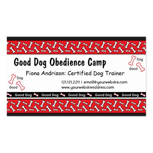 Dog Obedience Classes Dog Trainer Business Cards (front side)