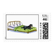 dog on  bed stamps