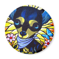 DOG PAINTING ART CHIHUAHUA - MULTI magnets
