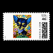 DOG PAINTING ART CHIHUAHUA - MULTI postage