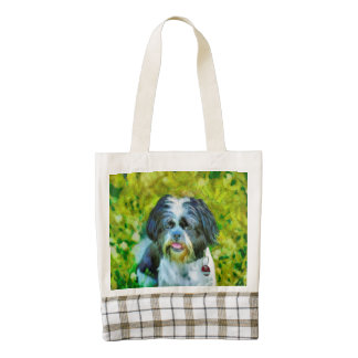 Dog painting zazzle HEART tote bag
