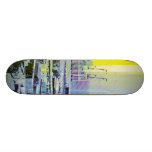 Dog patching Panorama in San francisco city skateboards