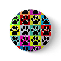 dog paw coloured pinback buttons
