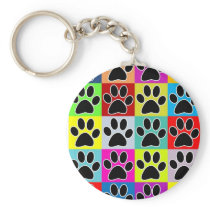 dog paw coloured key chain