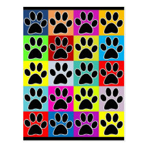 dog paw coloured post card