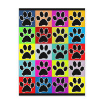 dog paw coloured post card