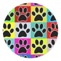 dog paw coloured round sticker