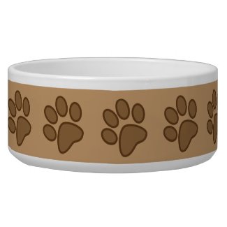Dog Paw Print Brown Pet Food Bowl Gift zazzle_petbowl