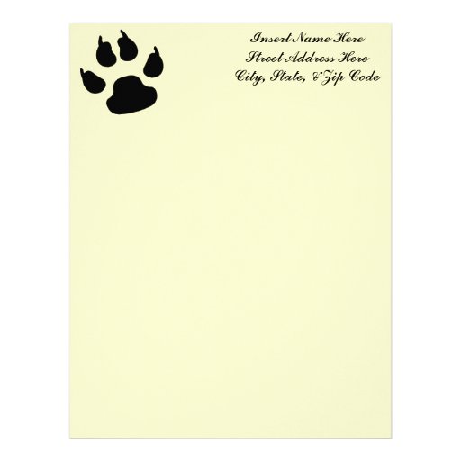 Dog Paw Print Letterhead Zazzle