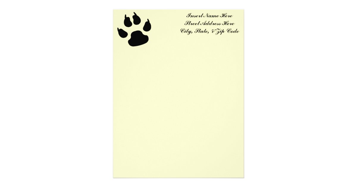 Dog Paw Print Letterhead Zazzle