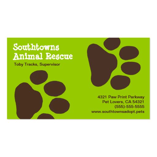 Dog Paw Prints on Green (Customizable) Business Cards