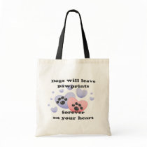 Dog Pawprints On The Heart Tote Bags