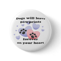 Dog Pawprints On The Heart Buttons
