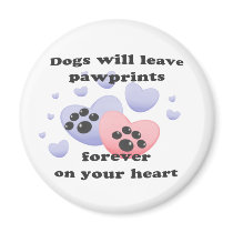 Dog Pawprints On The Heart Fridge Magnet