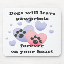 Dog Pawprints On The Heart Mouse Pads