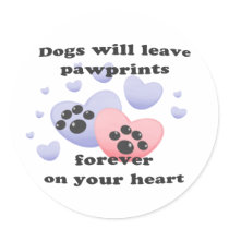 Dog Pawprints On The Heart Round Sticker