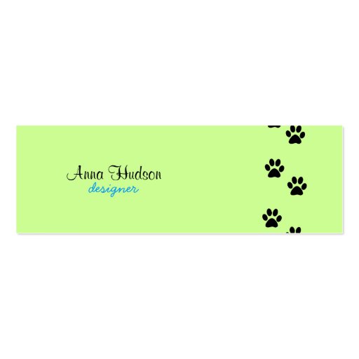 Dog Paws Traces Pawprints Black, Green Business Cards