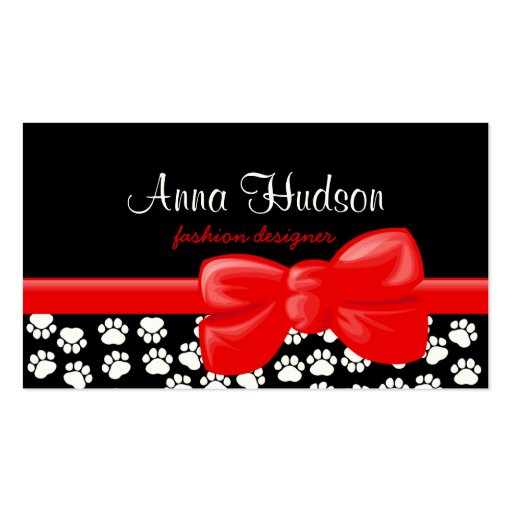 Dog Paws Traces Pawprints Black, White, Red Business Card Templates