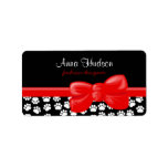 Dog Paws Traces Pawprints White, Black Address Label