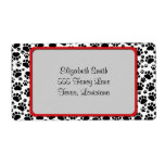 Dog Paws Traces Pawprints White, Black Custom Shipping Label
